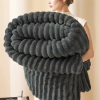 Soft Solid Blanket for Sofa Plush Bedding Warm and Ingent Fabric Blankets for Bedroom Winter