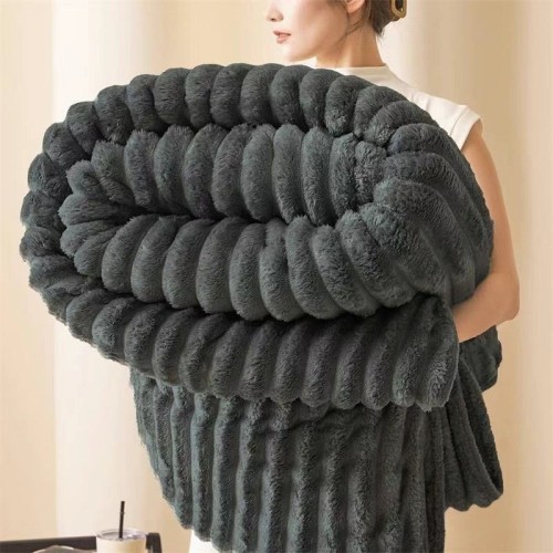 Soft Solid Blanket for Sofa Plush Bedding Warm and Ingent Fabric Blankets for Bedroom Winter