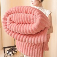 Soft Solid Blanket for Sofa Plush Bedding Warm and Ingent Fabric Blankets for Bedroom Winter