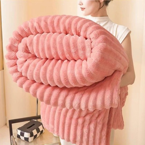 Soft Solid Blanket for Sofa Plush Bedding Warm and Ingent Fabric Blankets for Bedroom Winter