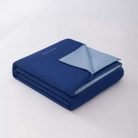 Cool-Sensing Fiber Quilt All Season Polar Fleece Blanket | Double Blue & White.
